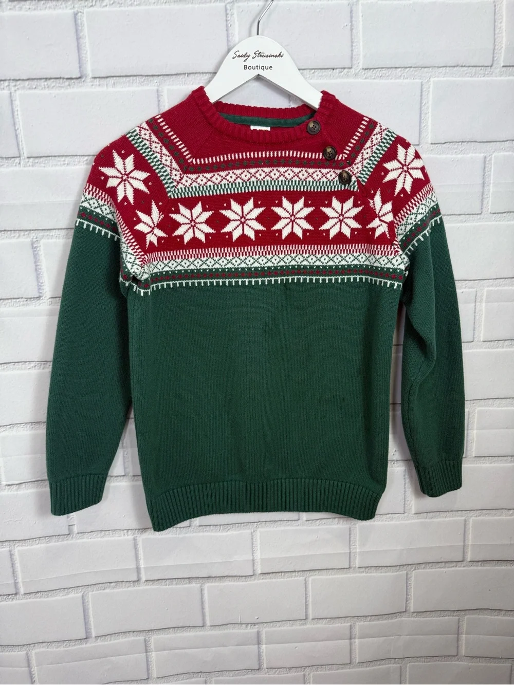 Kids Christmas Fair Isle Snowflake Sweater Red Green Holiday Pullover/12